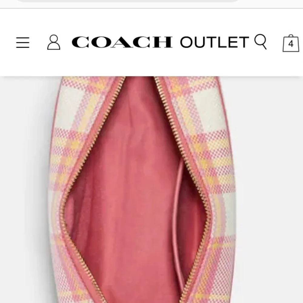 Coach Dempsey Boxy cosmetic 20 with Garden plaid print with Coach patch. - Picture 3 of 5